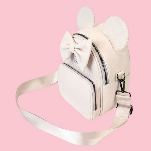 NWT Disney Loungefly Minnie Mouse Checkered Texture Mini Backpack - Picture 4 of 5